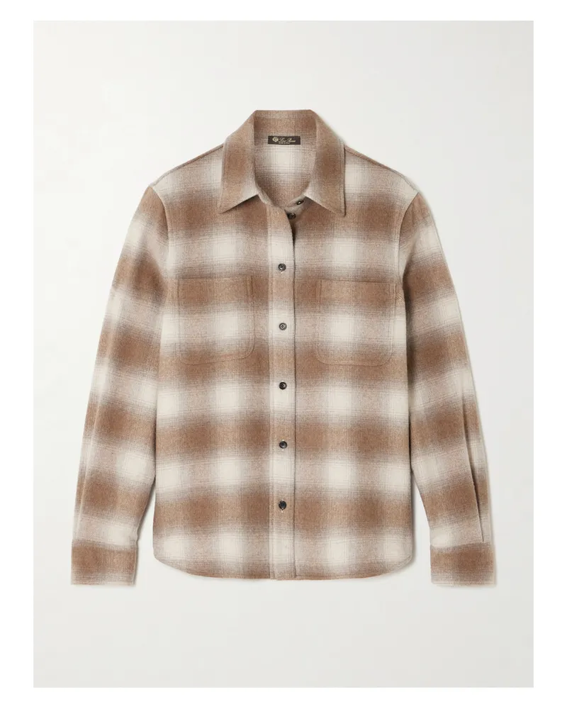 Loro Piana Hemd Aus Kariertem Flanell Aus Einer Woll-kaschmirmischung - Braun Braun