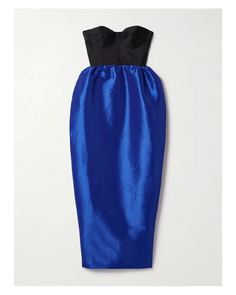 Kika Vargas Halima Trägerloses, Zweifarbiges Midikleid Aus Taft - Blau Blau