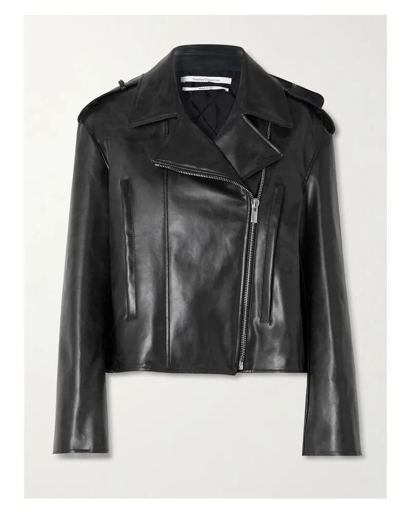 Another Tomorrow Bikerjacke Aus Mirum® - Schwarz Schwarz