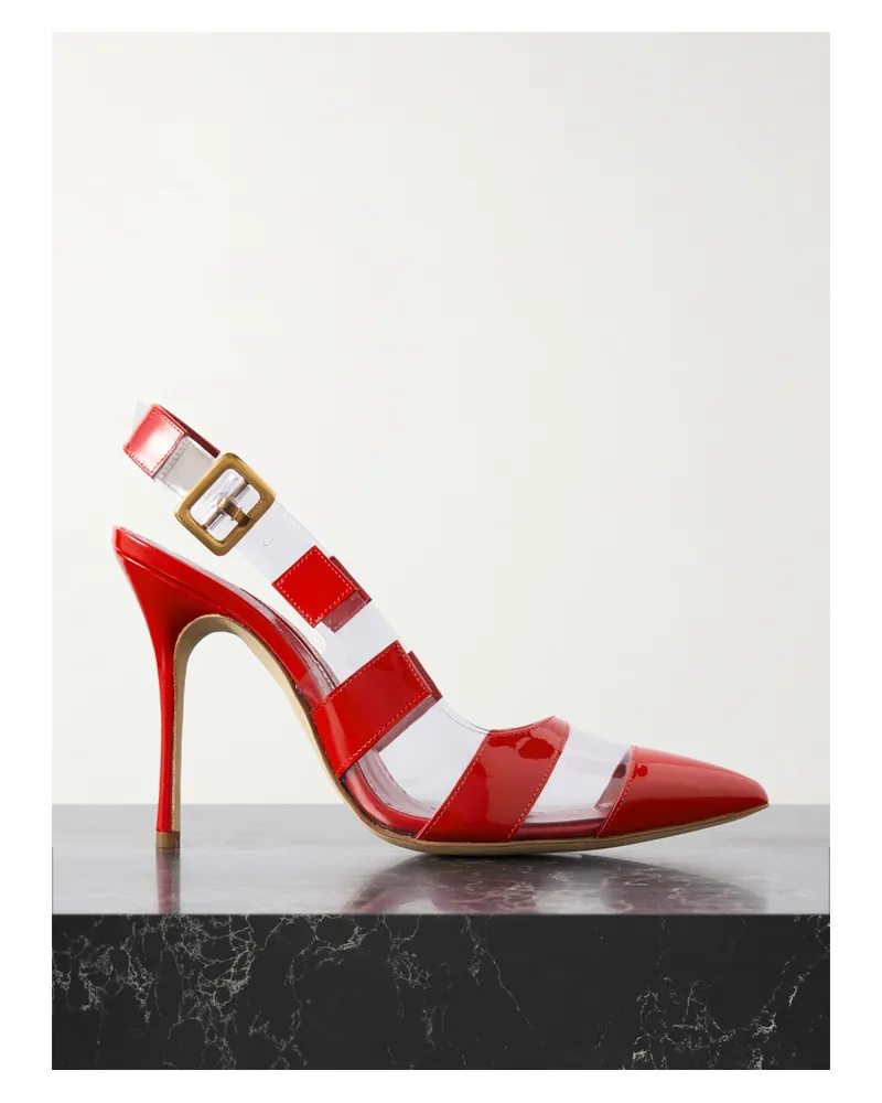 Manolo Blahnik Uxra 105 Slingback-pumps Aus Lackleder Und Pvc - Rot Rot
