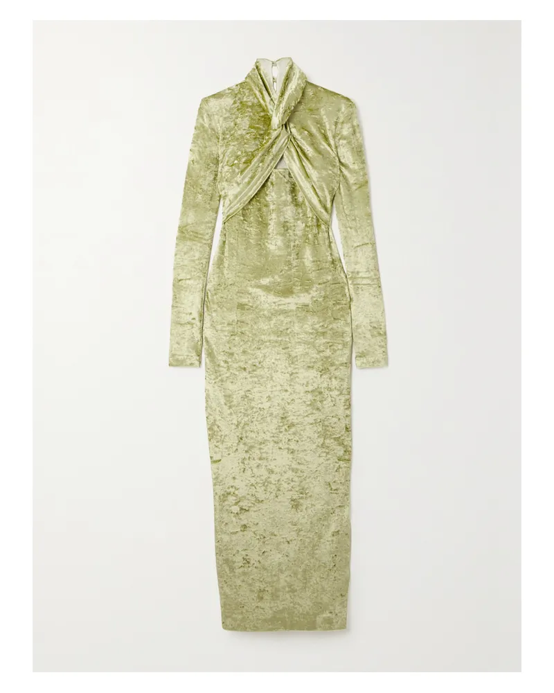 Nanushka Midikleid Aus Samt In Knitteroptik Mit Twist-detail - Grün Grün