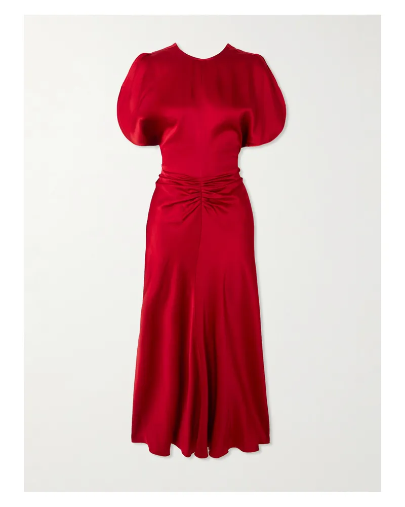 Victoria Beckham Midikleid Aus Satin Mit Raffungen - Rot Rot