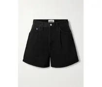 Rhoda Pleated Organic Denim Shorts - Black