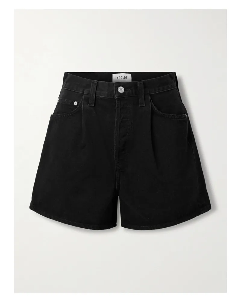AGOLDE Rhoda Pleated Organic Denim Shorts - Black Black