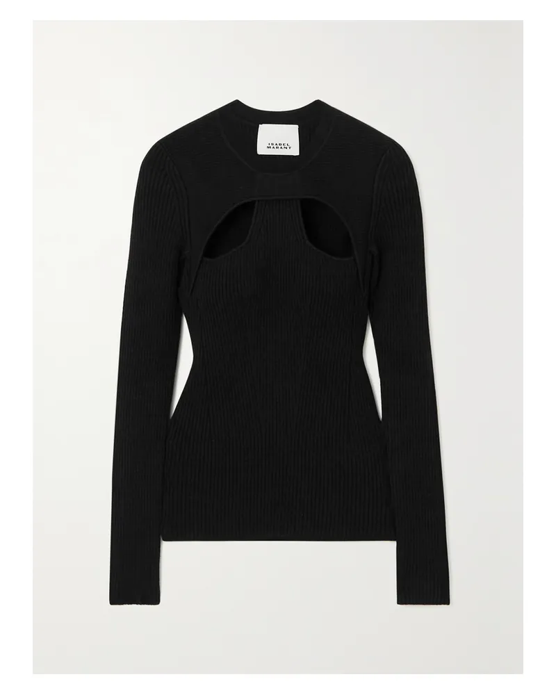 Isabel Marant Zana Pullover Aus Einer Gerippten Merinowollmischung Mit Cut-outs - Schwarz Schwarz