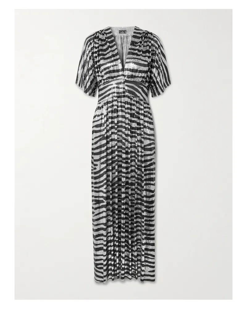 Paco Rabanne Zebra-print Chainmail Midi Dress - Silver Silver