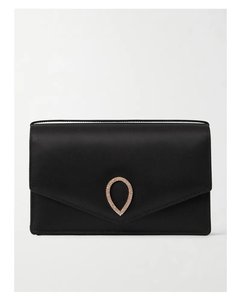 Jennifer Chamandi Le 8 Crystal-embellished Satin Clutch - Black Black