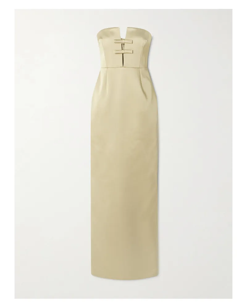 The New Arrivals Ilkyaz Ozel Noa Trägerlose Robe Aus Satin Mit Schleifen - Elfenbein Elfenbein
