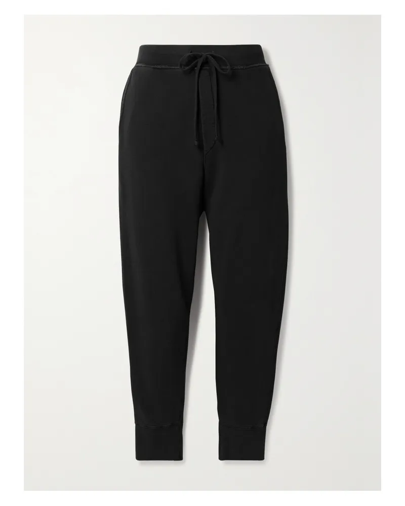 Nili Lotan Nolan Cropped Cotton-jersey Track Pants - Black Black