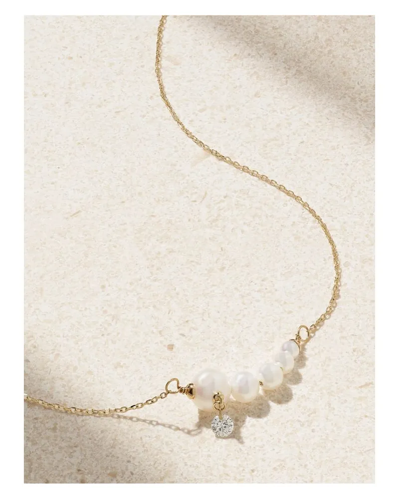 PERSEE Kette Aus 18 Karat Gold Mit Perlen Und Diamant Gold