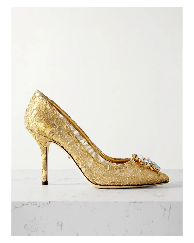 Dolce & Gabbana Bellucci Pumps aus Schnurgebundener Spitze Gold
