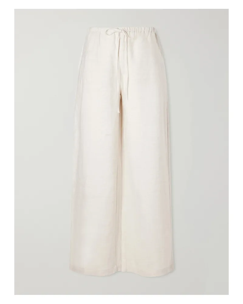 STAUD Mateo Linen Mid-rise Wide-leg Pants - Neutrals Neutrals