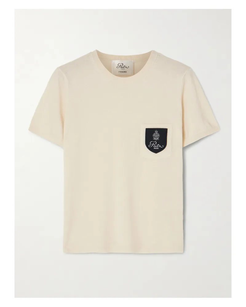 Frame Denim Ritz Paris T-shirt Aus Kaschmir Mit Applikation - Creme Creme