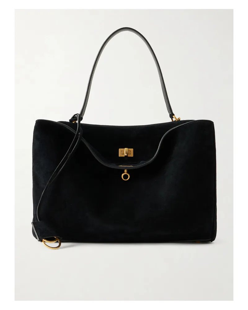 Balenciaga Rodeo Suede Shoulder Bag - Black Black