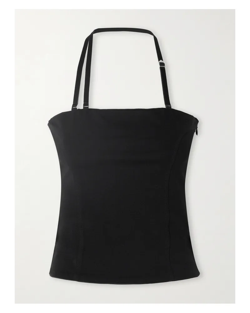 ATTICO Neckholder-oberteil Aus Stretch-jersey - Schwarz Schwarz