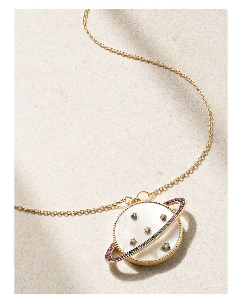 L’Atelier Nawbar The Rainbow Planet Kette Aus 18 Karat Gold Mit Mehreren Steinen - Weiß Weiß
