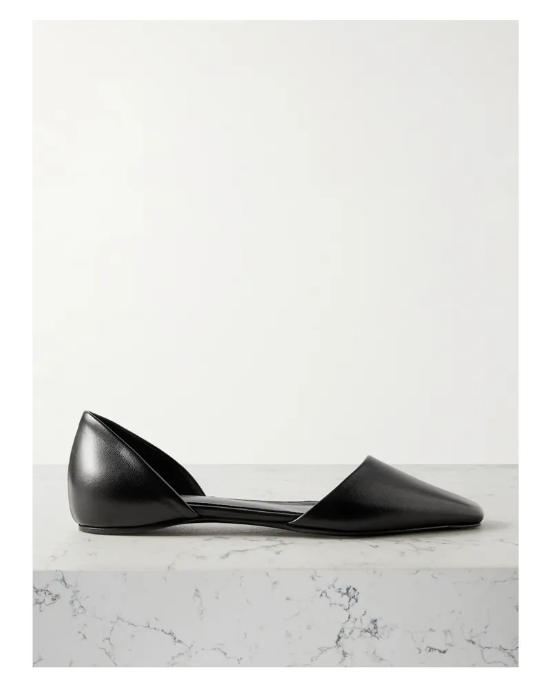 Totême Net Sustain The Asymmetric D'orsay Flache Schuhe Aus Leder Mit Spitzer Kappe - Schwarz Schwarz