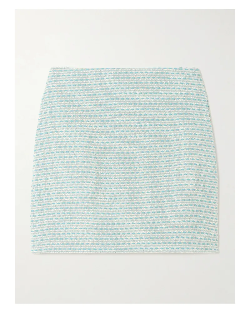 Lisa Marie Fernandez Minirock Aus Bouclé-tweed Aus Einer Baumwollmischung In Metallic-optik - Blau Blau