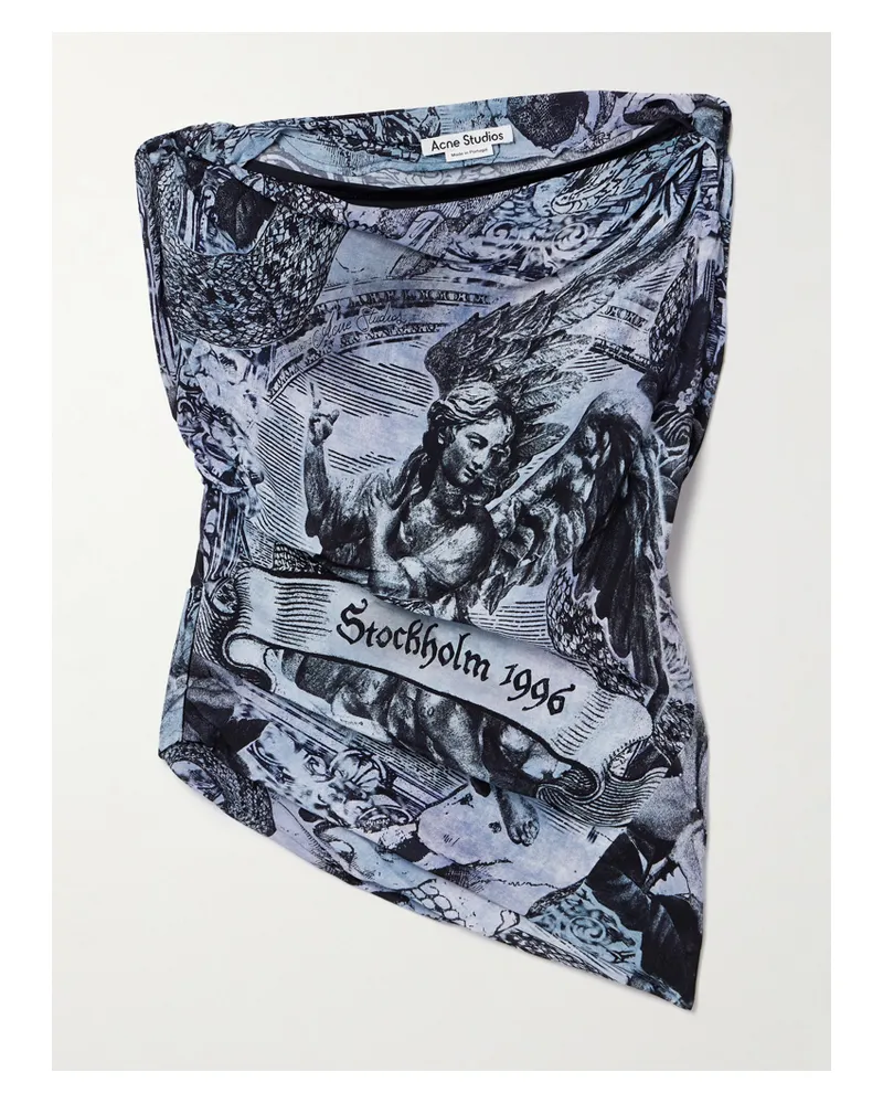Acne Studios Asymmetrisches, Verkürztes Oberteil Aus Bedrucktem Crêpe Mit Raffungen - Mehrfarbig Mehrfarbig