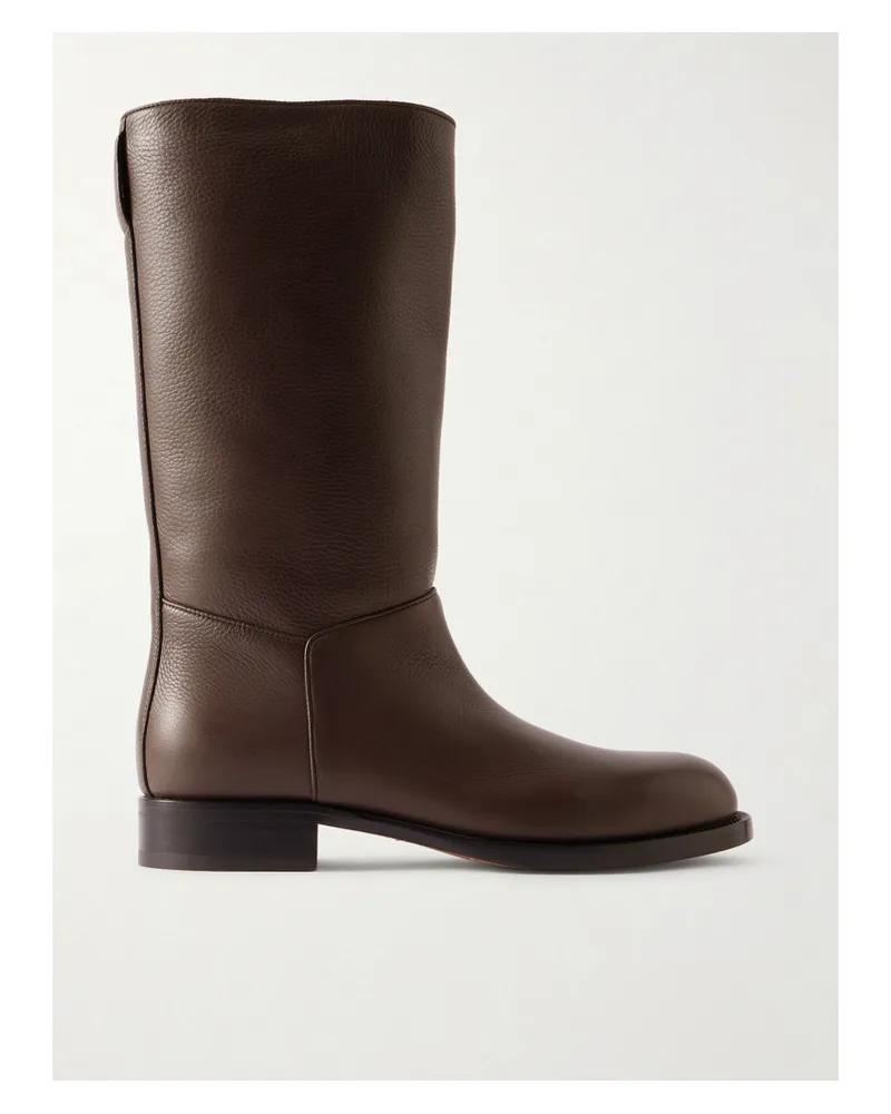 The Row Nobilis Textured-leather Ankle Boots - Brown Brown