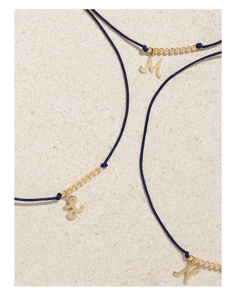 Sydney Evan Initial Armband Aus 14 Karat Gold Und Kordel - Blau Blau