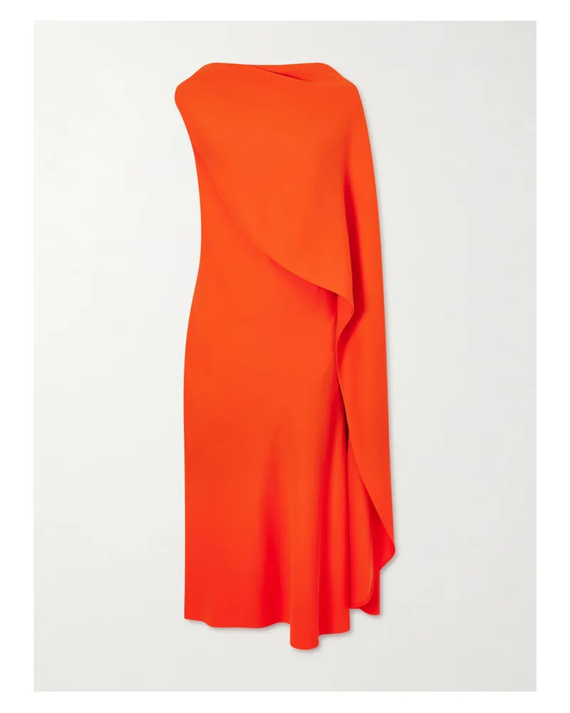 Balenciaga Cape-effect Draped Wool And Silk-blend Crepe Midi Dress - Red Red