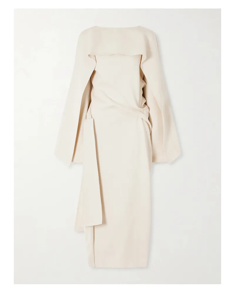 KHAITE Yon Scarf-detailed Draped Satin-crepe Midi Dress - Neutrals Neutrals