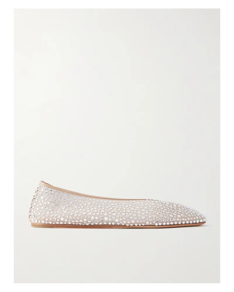 Le Monde Béryl Luna Ballerinas Aus Mesh Mit Lederbesätzen Und Kristallen - Braun Braun