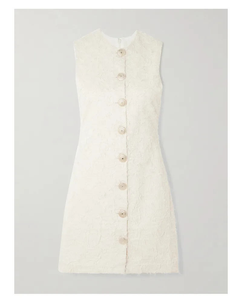 DESTREE Camille Frayed Organic Cotton-twill Mini Dress - Neutrals Neutrals