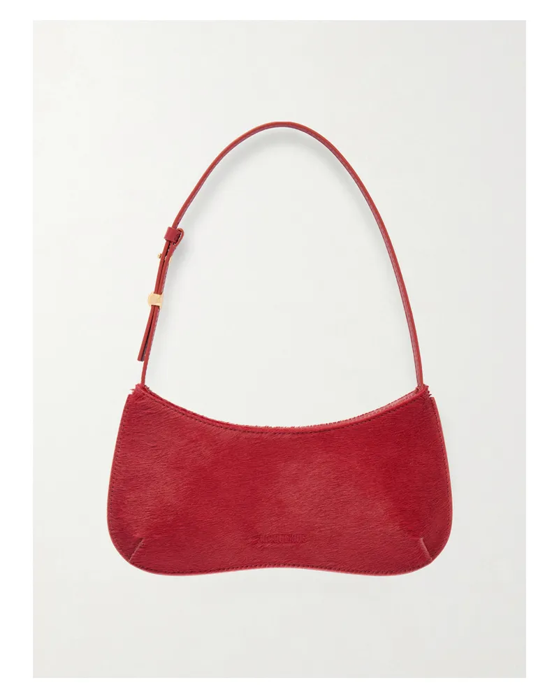 Jacquemus Le Bisou Embellished Leather-trimmed Calf Hair Shoulder Bag - Red Red