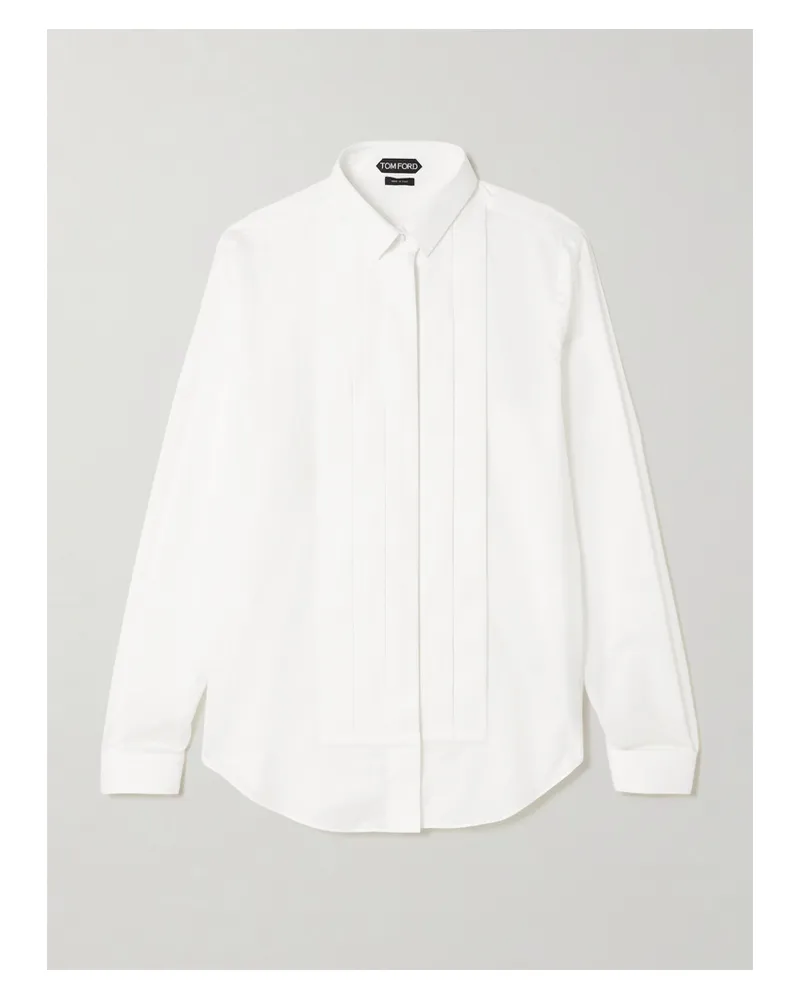 Tom Ford Hemd Aus Baumwoll-voile Mit Biesen - Weiß Weiß