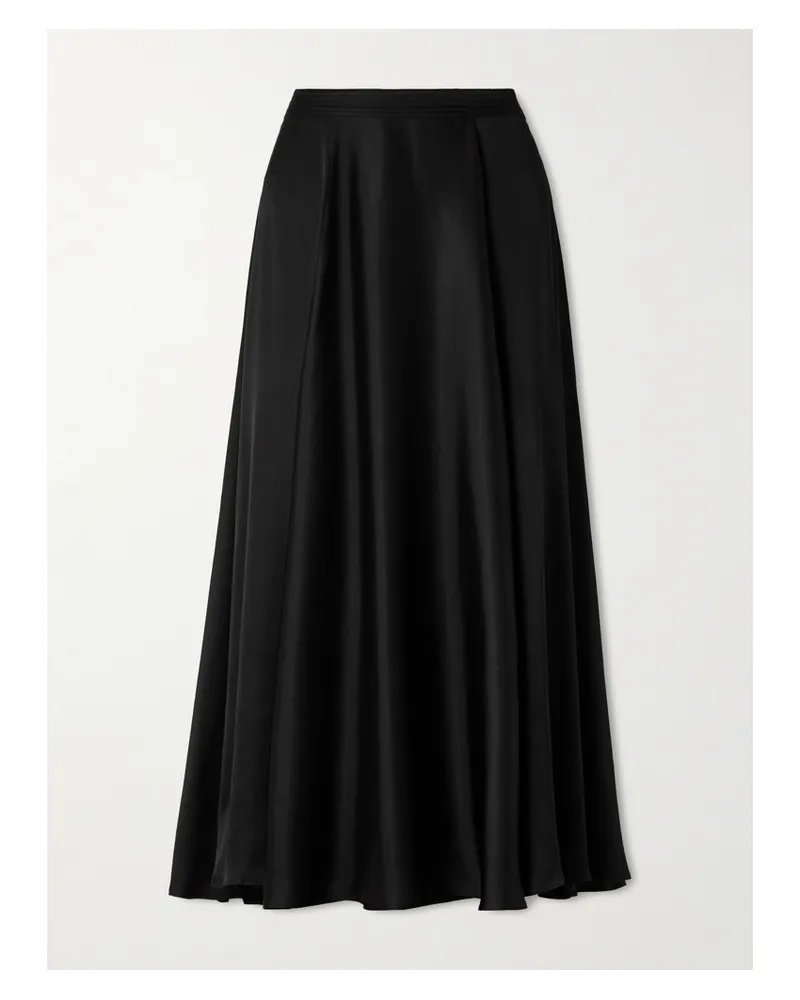 Anine Bing Christina Silk-blend Satin Midi Skirt - Black Black