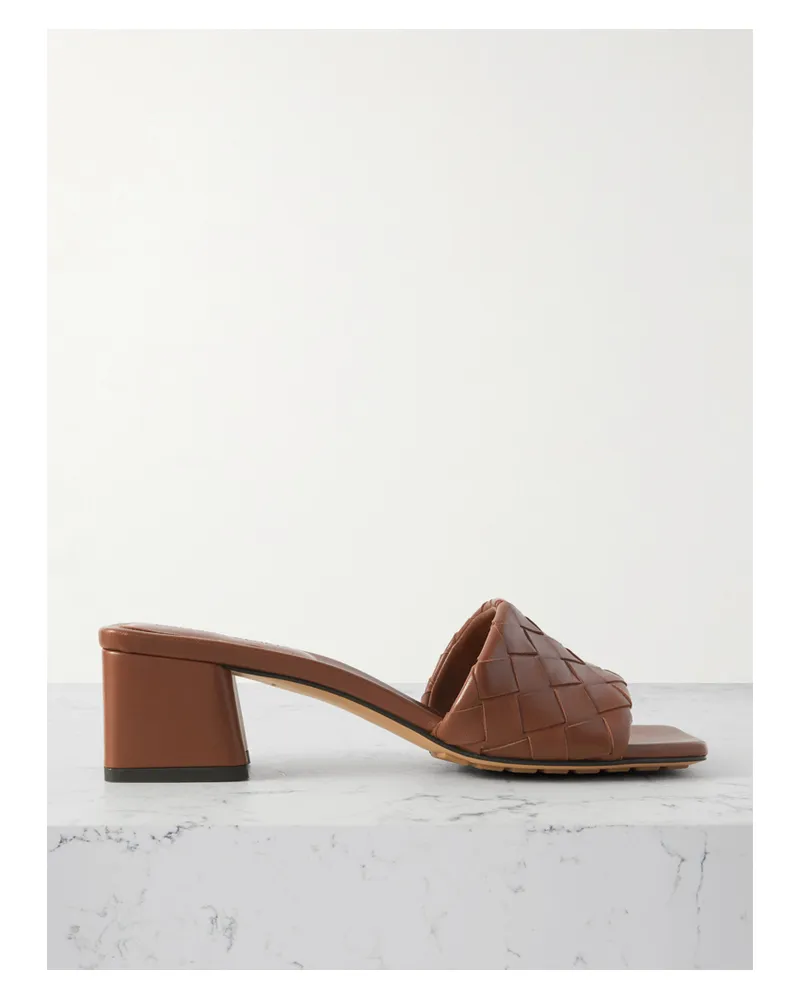 Bottega Veneta Riva Intrecciato Leather Mules - Brown Brown