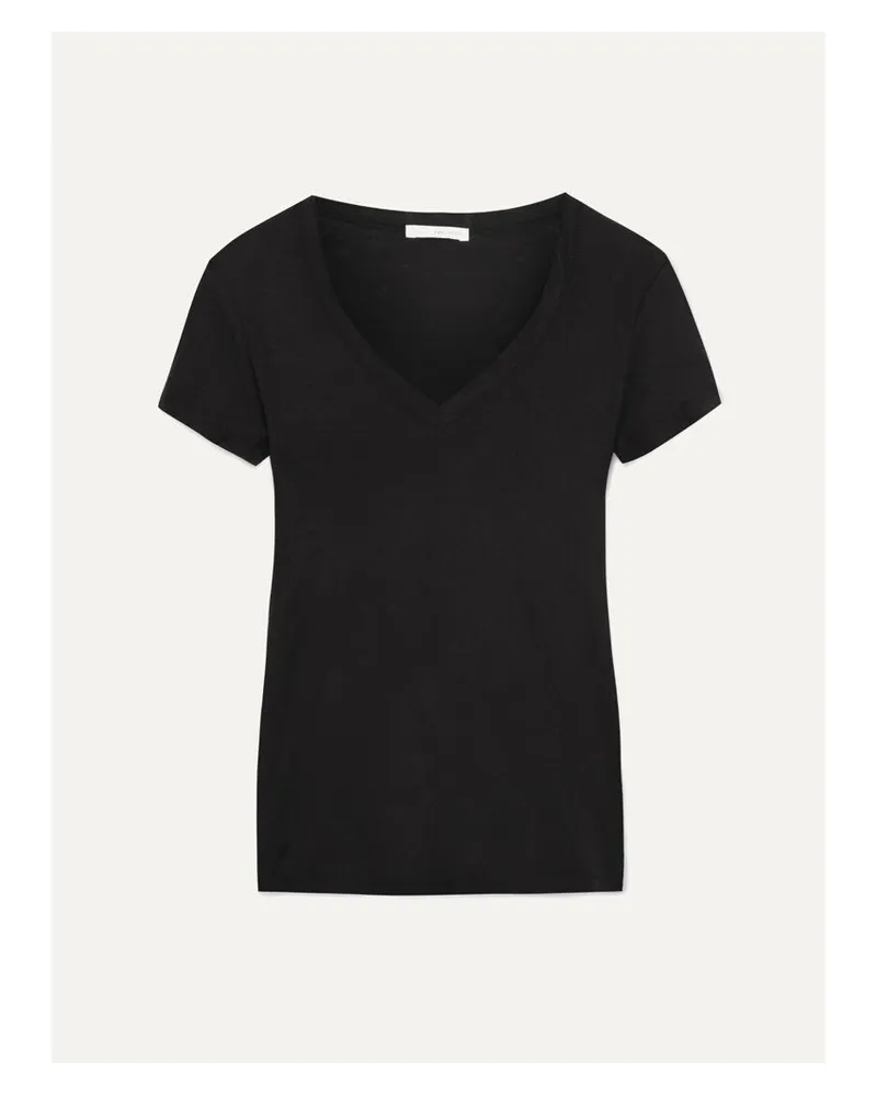 James Perse Casual T-shirt Aus Flammgarn-jersey Aus Baumwolle - Schwarz Schwarz