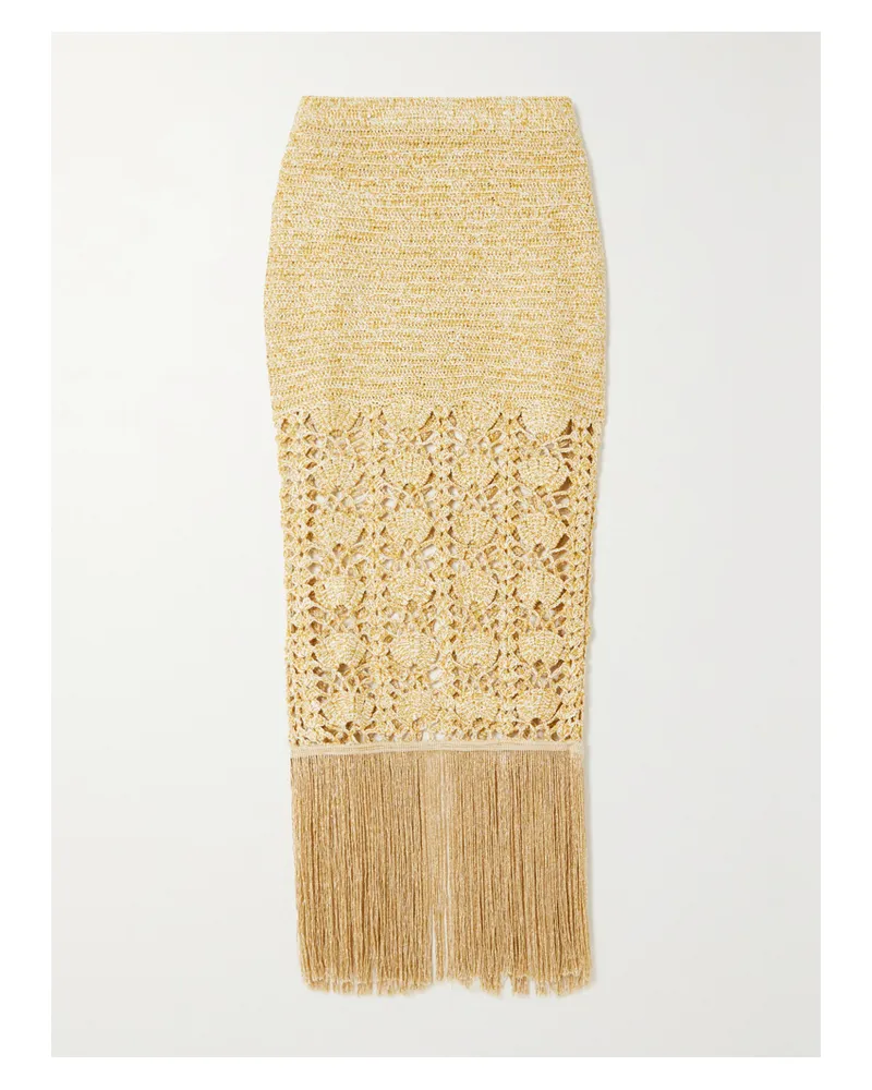Retrofête Naida Midirock Aus Metallic-häkelstrick - Elfenbein Elfenbein