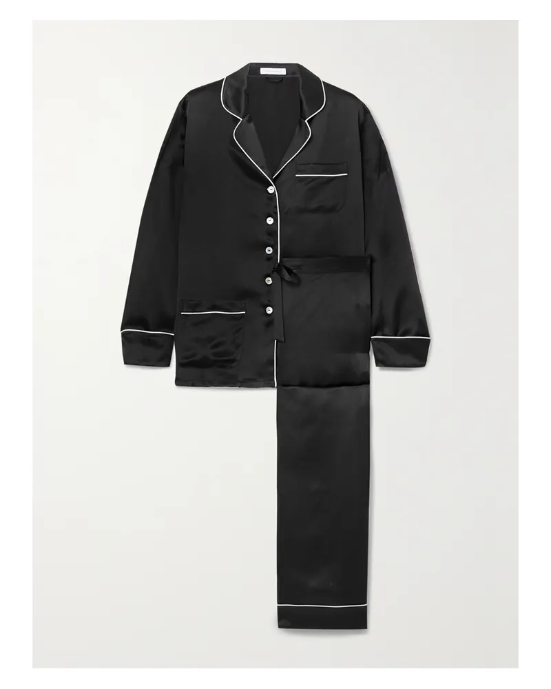 Olivia von Halle Coco Silk-satin Pajama Set - Black Black