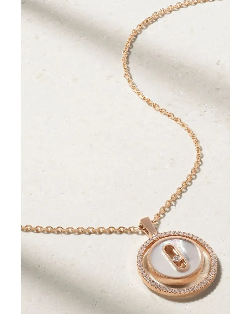 Messika Lucky Move Kette Aus 18 Karat Roségold Mit Perlmutt Und Diamanten Gold