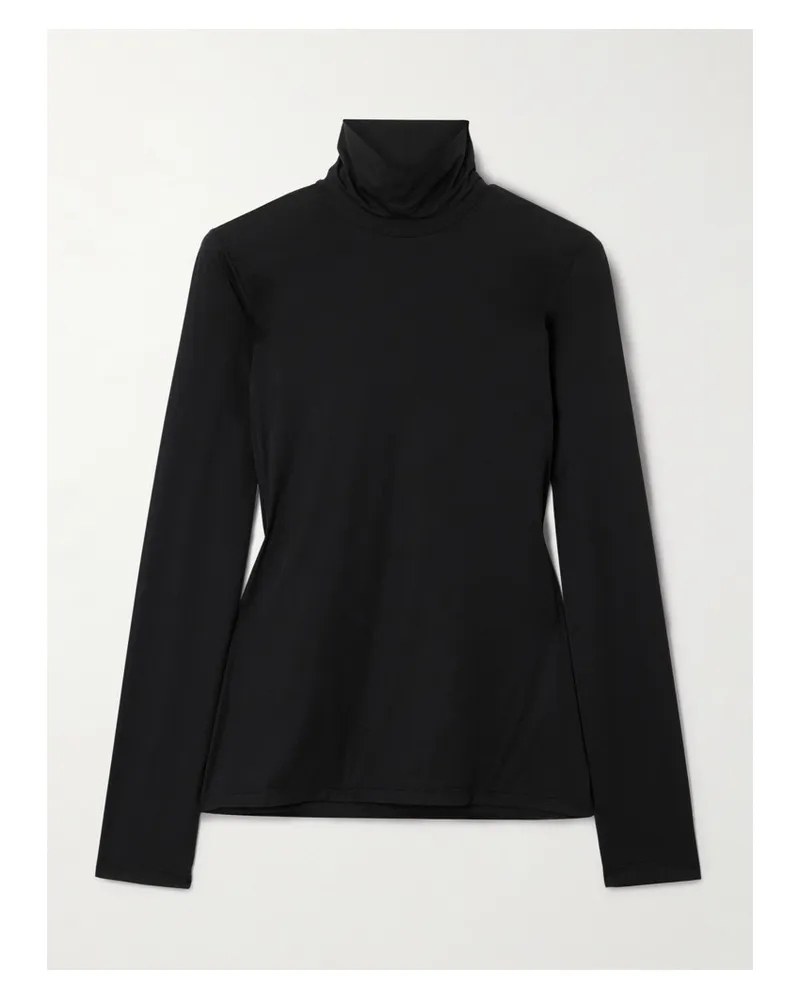 Frame Denim The Hosiery Jersey Turtleneck Top - Black Black