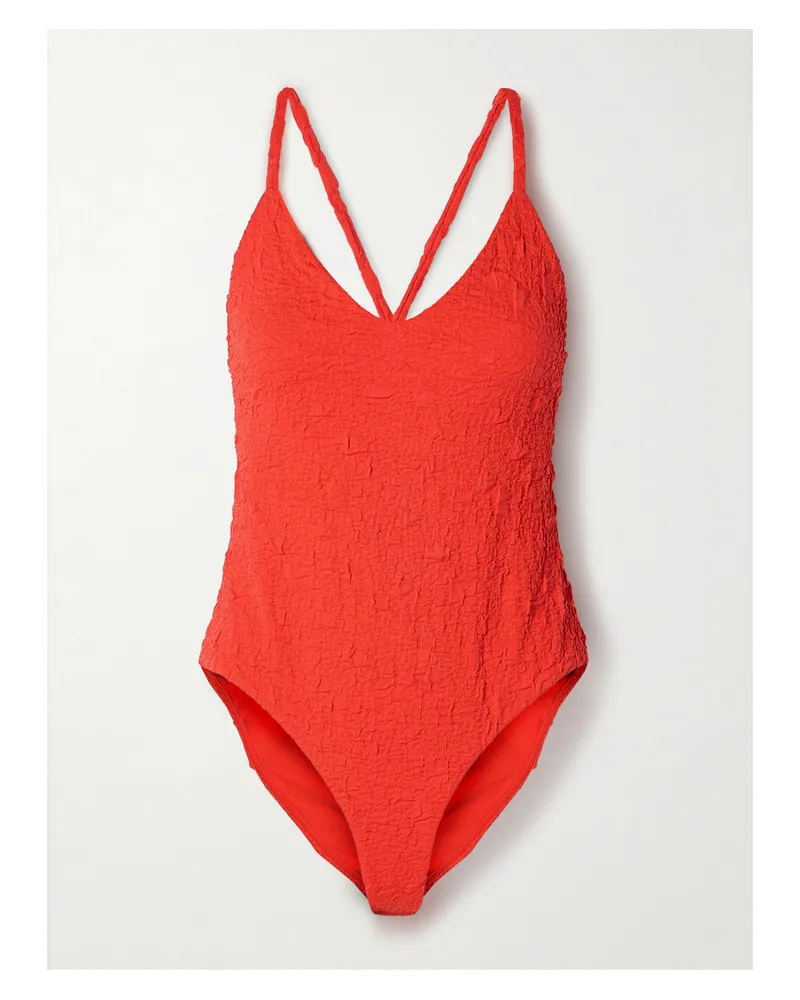Mara Hoffman Emma Badeanzug Aus Strukturiertem Material Mit Recycelten Fasern - Rot Rot