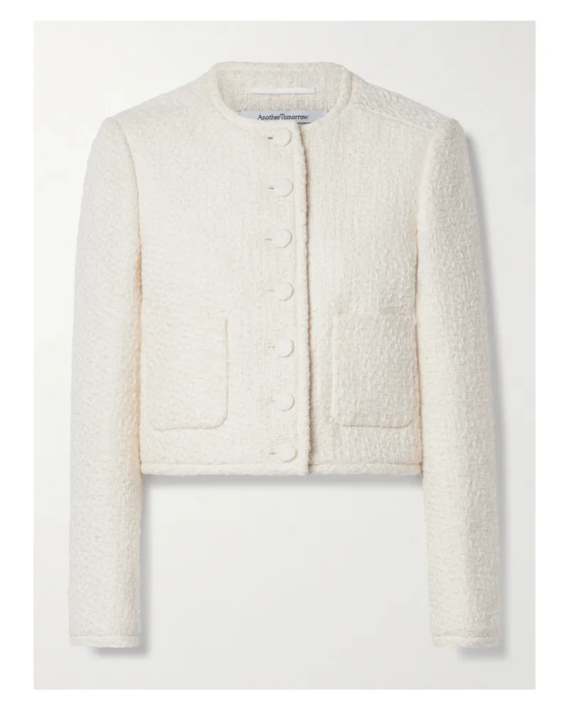 Another Tomorrow Net Sustain Verkürzte Jacke Aus Biobaumwoll-tweed - Creme Creme