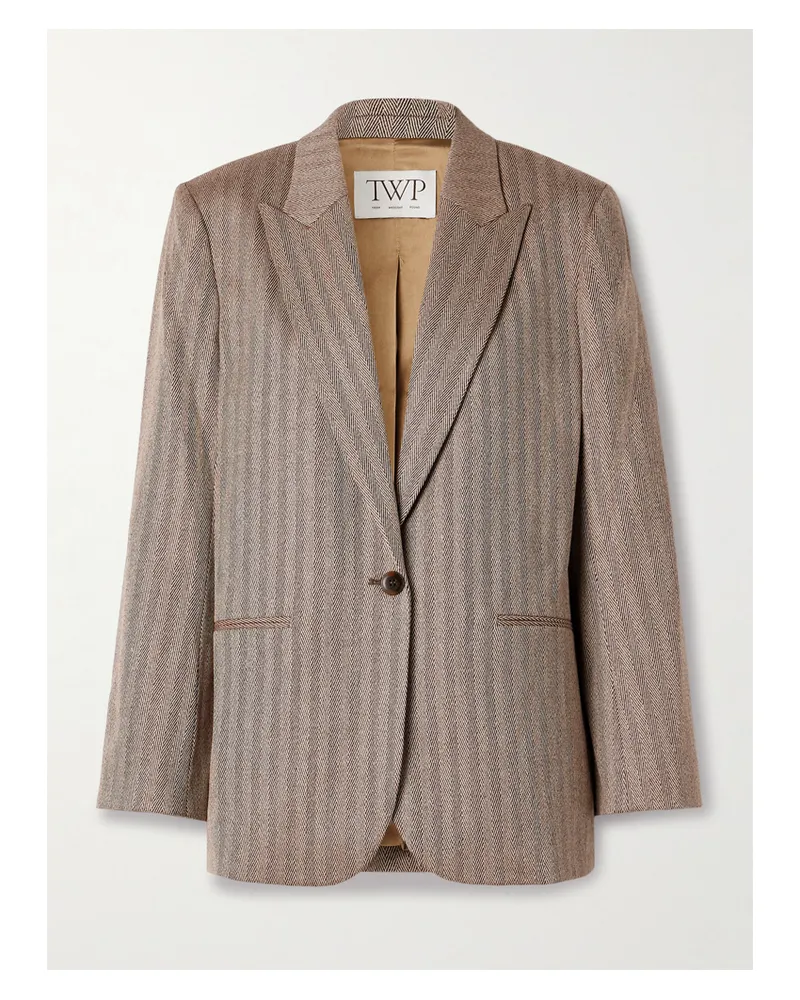 TWP Girl Boy Girl Oversized-blazer Aus Einer Wollmischung Mit Fischgratmuster - Neutral Neutral