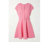 Belted Stretch-wool Crepe Mini Dress - Pink