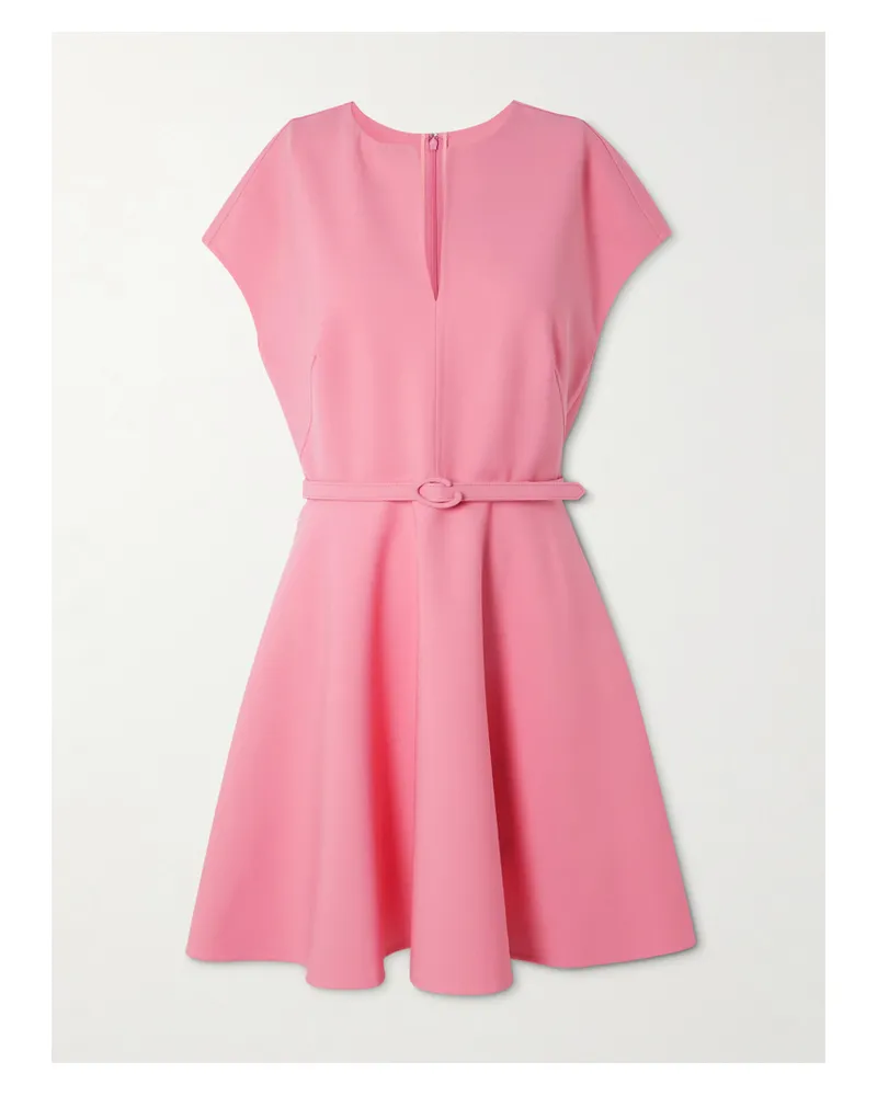 Oscar de la Renta Belted Stretch-wool Crepe Mini Dress - Pink Pink