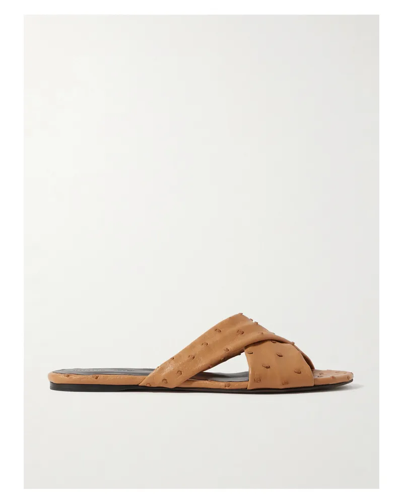 KHAITE Liria Ostrich Sandals - Brown Brown