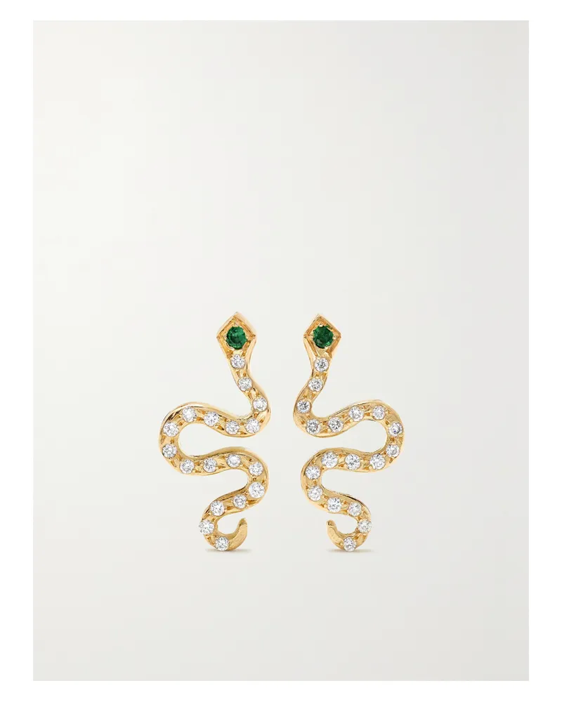 Ileana Makri Little Snake Ohrringe Aus 18 Karat Gold Mit Diamanten Und Tsavoriten Gold
