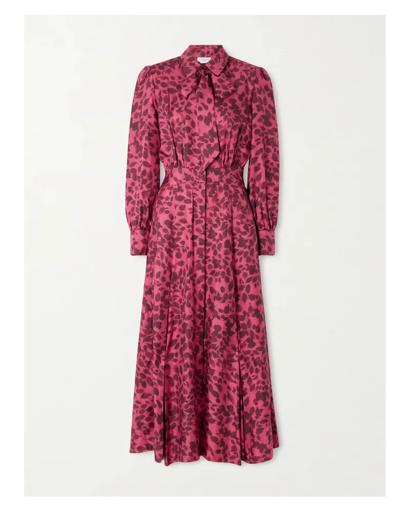 Gabriela Hearst Phelan Pussy-bow Printed Silk-twill Midi Dress - Pink Pink