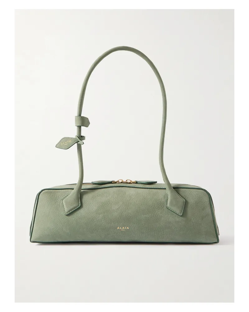 Alaïa Le Teckel Mittelgroße Schultertasche Aus Nubukleder - Grün Grün