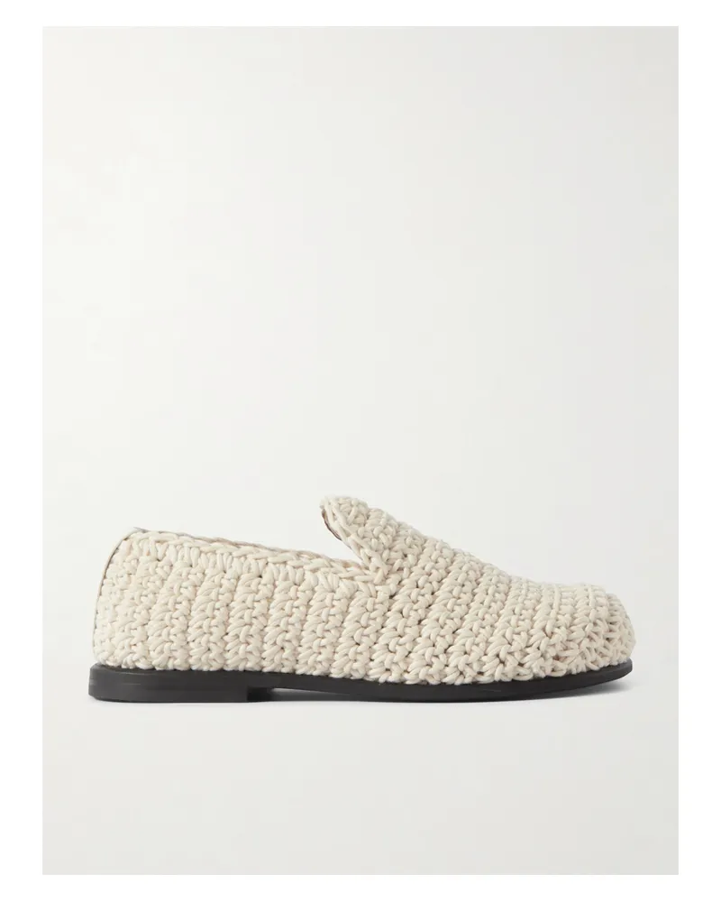 J.W.Anderson Loafers Aus Gehäkelter Baumwolle Mit Lederbesatz - Elfenbein Elfenbein