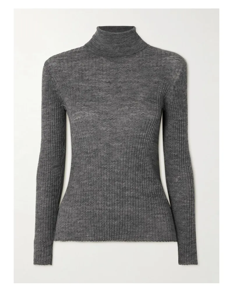 Anine Bing Kyle Rollkragenpullover Aus Einer Gerippten Wollmischung - Grau Grau