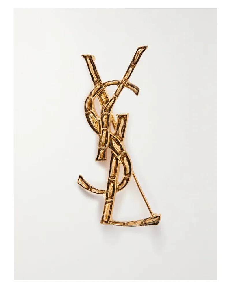 Saint Laurent Goldfarbene Brosche Gold